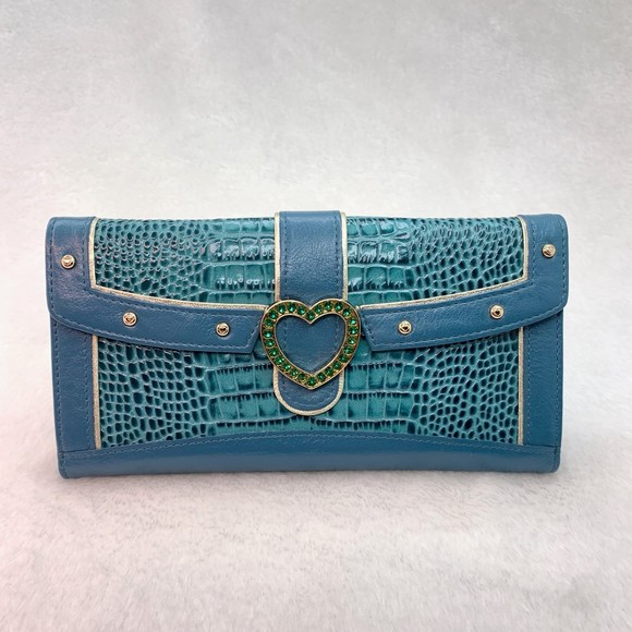 Lovcat Paris Handbags - Lovcat Paris Wallet Light Blue Crocodile Print Vintage Y2K